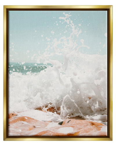 Stupell Splashing Sandy Beach Sea Foam Framed Floater Canvas Wall Art By Krista Broadway