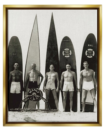 Stupell Vintage Photography Male Surfers Framed Floater Canvas Wall Art By Graffitee Studios