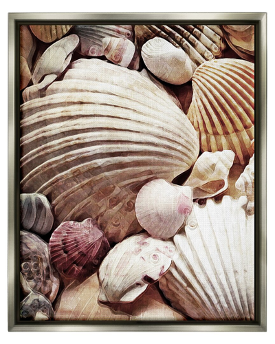 Stupell Various Nautical Clam Conch Shells Framed Floater Canvas Wall Art By Ashley Aldridge