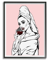 Stupell Pink Vampire Fashionista Drinking Wine Framed Giclee Wall Art By Ziwei Li