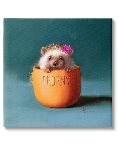 Stupell Thorny Hedgehog With Pink Daisy Canvas Wall Art By Lucia Heffernan