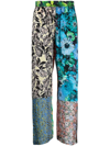 Marine Serre Multicolour Scarves-print Silk Trousers In Black