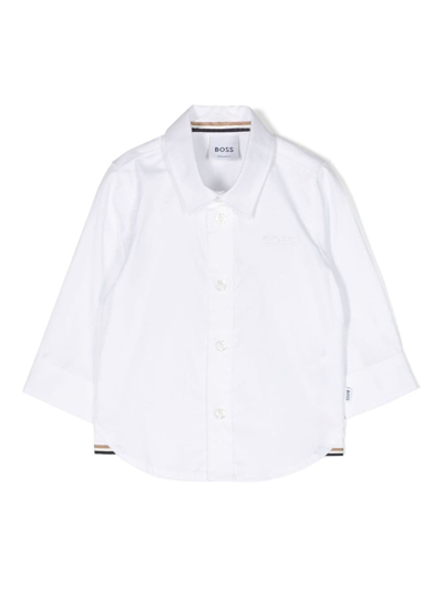 Bosswear Babies' Logo-embroidered Cotton Shirt In White