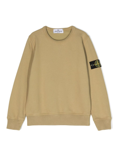 Stone Island Kids' Compass-patch Sweatshirt In Neutrals