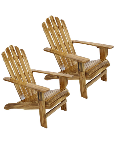 Sunnydaze Rustic Wooden Adirondack Chair With Light Charred Finish In Brown