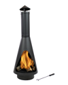 SUNNYDAZE SUNNYDAZE 56IN CHIMINEA WOOD-BURNING FIRE PIT WITH OPEN ACCESS DESIGN AND POKER