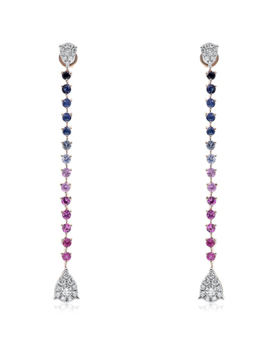 Diana M. Fine Jewelry 14k Rose Gold 1.33 Ct. Tw. Diamond & Sapphire Earrings