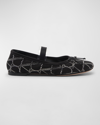 Valentino Crystal Iconographe Ballet Flats In 249 Nero/black Di