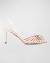 AQUAZZURA MARGARITA CRYSTAL FLOWERS HALTER PUMPS