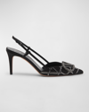 Valentino Vlogo Studded Evening Slingback Pumps In 249 Nero/black Di