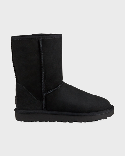 Ugg Classi Short Ii Low Heels Ankle Boots In Black Suede