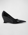 FERRAGAMO VIOLA PATENT WEDGE PUMPS