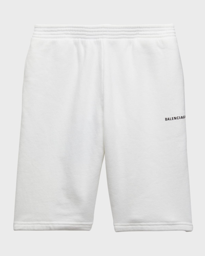 Balenciaga Kid's Logo Cotton Pull-on Shorts In 9040 White/black