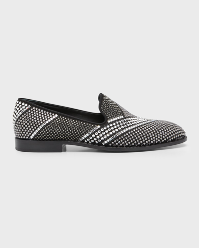 Giuseppe Zanotti Men's Flavio 20 Swarovski Crystal Loafers In Grey