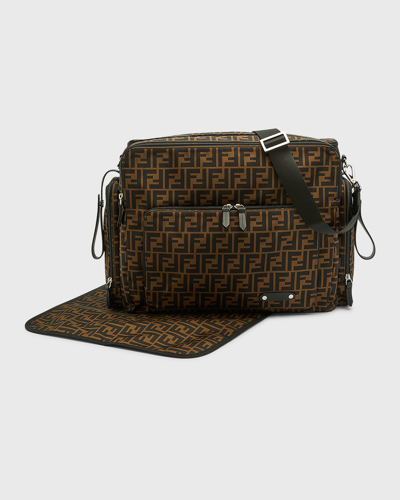 Fendi Monogram Diaper Bag W/ Changing Pad In Black/brown