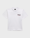 Balenciaga Kid's Embroidered Political Logo T-shirt In 9040 White/black