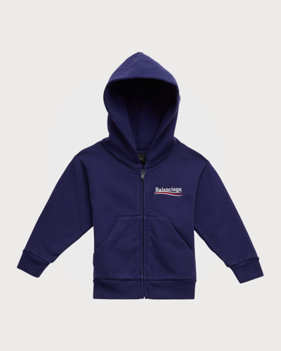 Balenciaga Kids' Hoodie With Logo In Navy