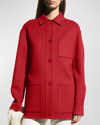 Loro Piana Larson Cashmere Shirt Jacket In Red Maple