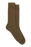 Hugo Boss Two-pack Of Regular-length Socks In Stretch Fabric In Brown