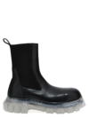 Rick Owens Dark Green Tractor Ankle Boots With Elastic Gussets In Black