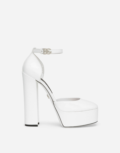 Dolce & Gabbana Platform In Pelle Di Vitello Lucida In White