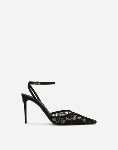 Dolce & Gabbana Lace Slingbacks In Black