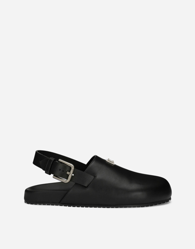 Dolce & Gabbana Calfskin Mules In Black