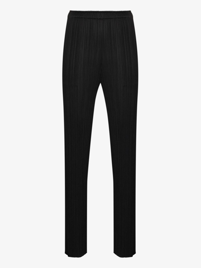Issey Miyake Pleats Please By  High-waisted Slim Fit Trousers - 黑色 In 15 Black
