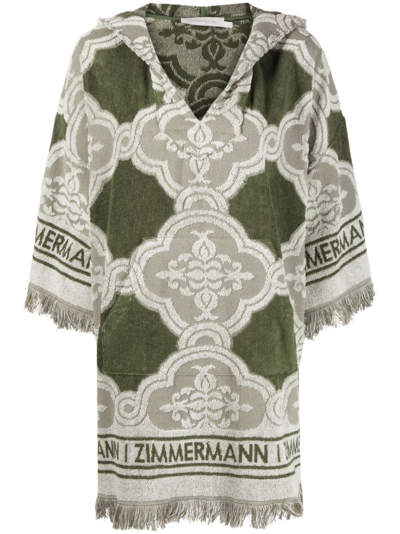 Zimmermann Hooded Chintz Mini Dress In Green