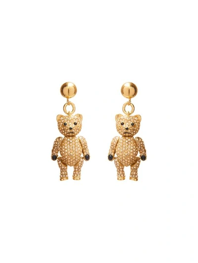 Oscar De La Renta Baby Bear Crystal Earrings In Golden Shadow