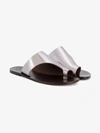 Atp Atelier 'rosa' Vegetable Tanned Metallic Leather Slide Sandals In Metallic