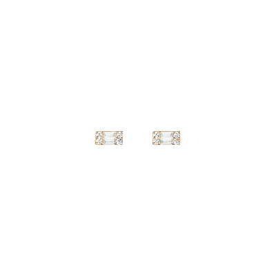 Aurate New York Baguette Diamond Illusion Studs (large) In White