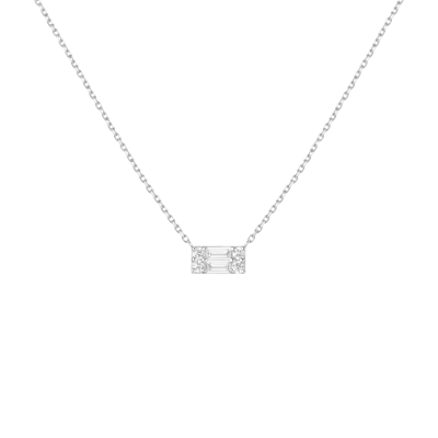 Aurate New York Baguette Diamond Illusion Necklace In White