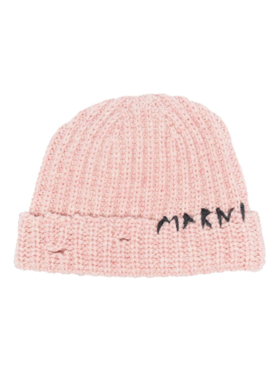 Marni Embroidered Beanie In 00c20 Quartz