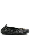 Jw Anderson Decorative-buckle Leather Ballerina Shoes In 999 Black