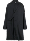 Random Identities Collared Long Length Coat With Front Pockets In Blue