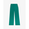Ted Baker Llaylat Wide-leg Button-detail Twill Trousers In Green
