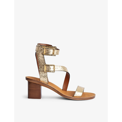 Zadig & Voltaire Zadig&voltaire Women's Gold Cecilia Caprese Heeled Metallic-leather Sandals