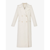 TOTÊME TOTEME WOMENS EGGSHELL PEAK-LAPEL DOUBLE-BREASTED WOVEN-BLEND TRENCH COAT,68504664