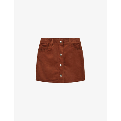 Chloé Kids' Organic Cotton Corduroy Skirt In Brown