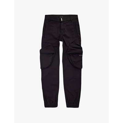 Givenchy Kids' Logo-plaque Gabardine Trousers In Black