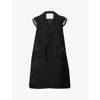 Sacai Womens Black Drawstring-waist Toggle-hem Woven Vest In Black