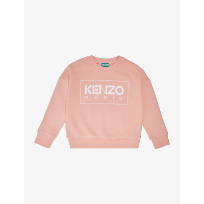 Kenzo Kids' Logo棉质混纺运动衫 In Pink