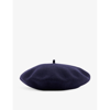 Maison Margiela Navy Heavy Wool Beret In Blue Navy