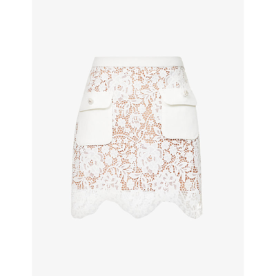 Self-portrait Floral-lace Miniskirt In White