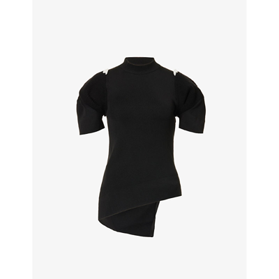 Sacai Asymmetric-hem Knit Top In Black