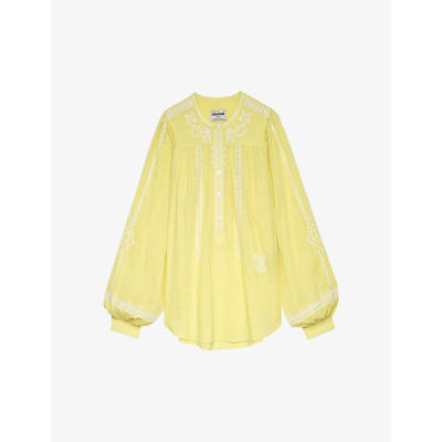 Shop Zadig & Voltaire Zadig&voltaire Women's Zeste Tigy Floral-embroidered Cotton Blouse