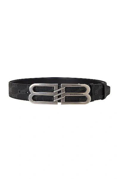 Balenciaga Bb Black Monogrammed Leather Belt