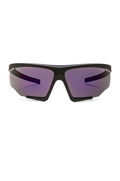 Prada Shield Frame Sunglasses In Black & Purple