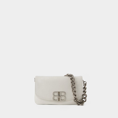 Balenciaga Small Bb Soft Leather Shoulder Bag In White